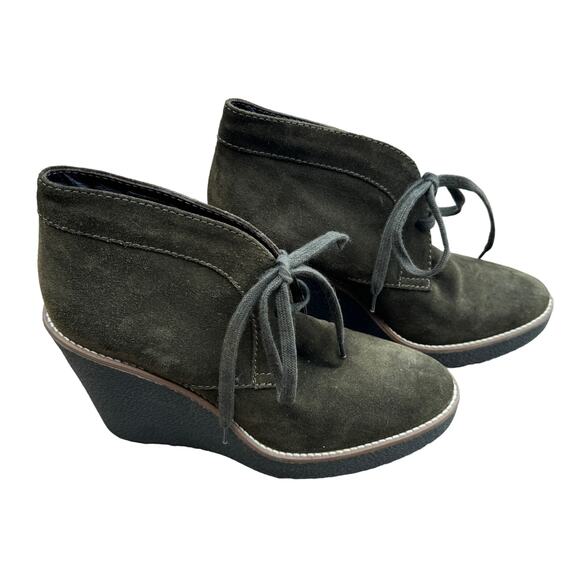 Aquatalia Vianna Weatherproof Olive Green Wedge Bootie Size 7 - Picture 2 of 10
